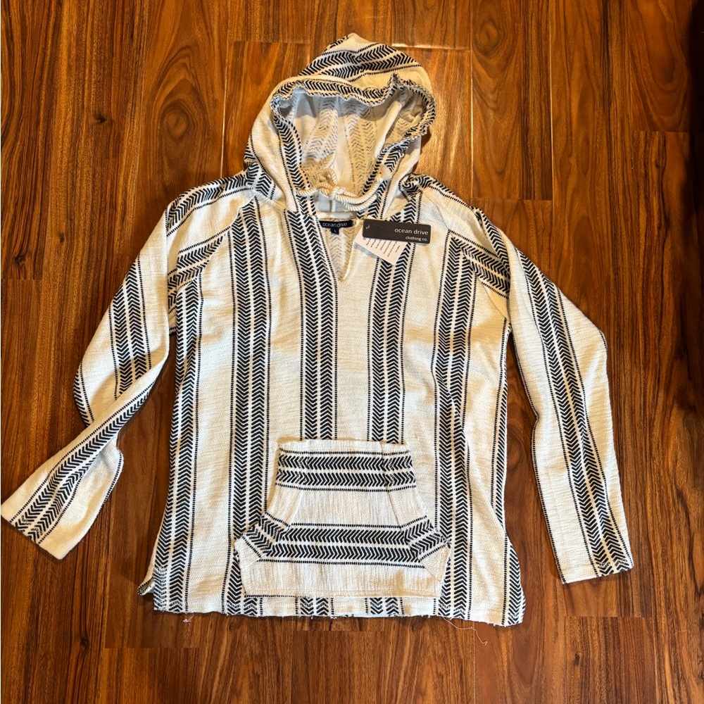 Ocean Drive Black and White Patterned Hoodie